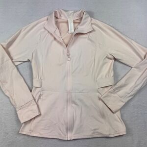 Fabletics Pink Full Zip Athletic Jacket Mock Neck Thumbholes Size L JT2146494
